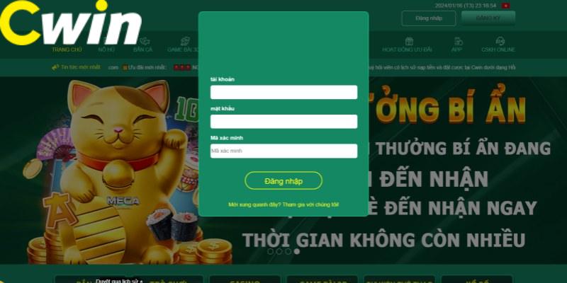 Thao tác đăng nhập tại Cwin được diễn ra đơn giản, thuận tiện